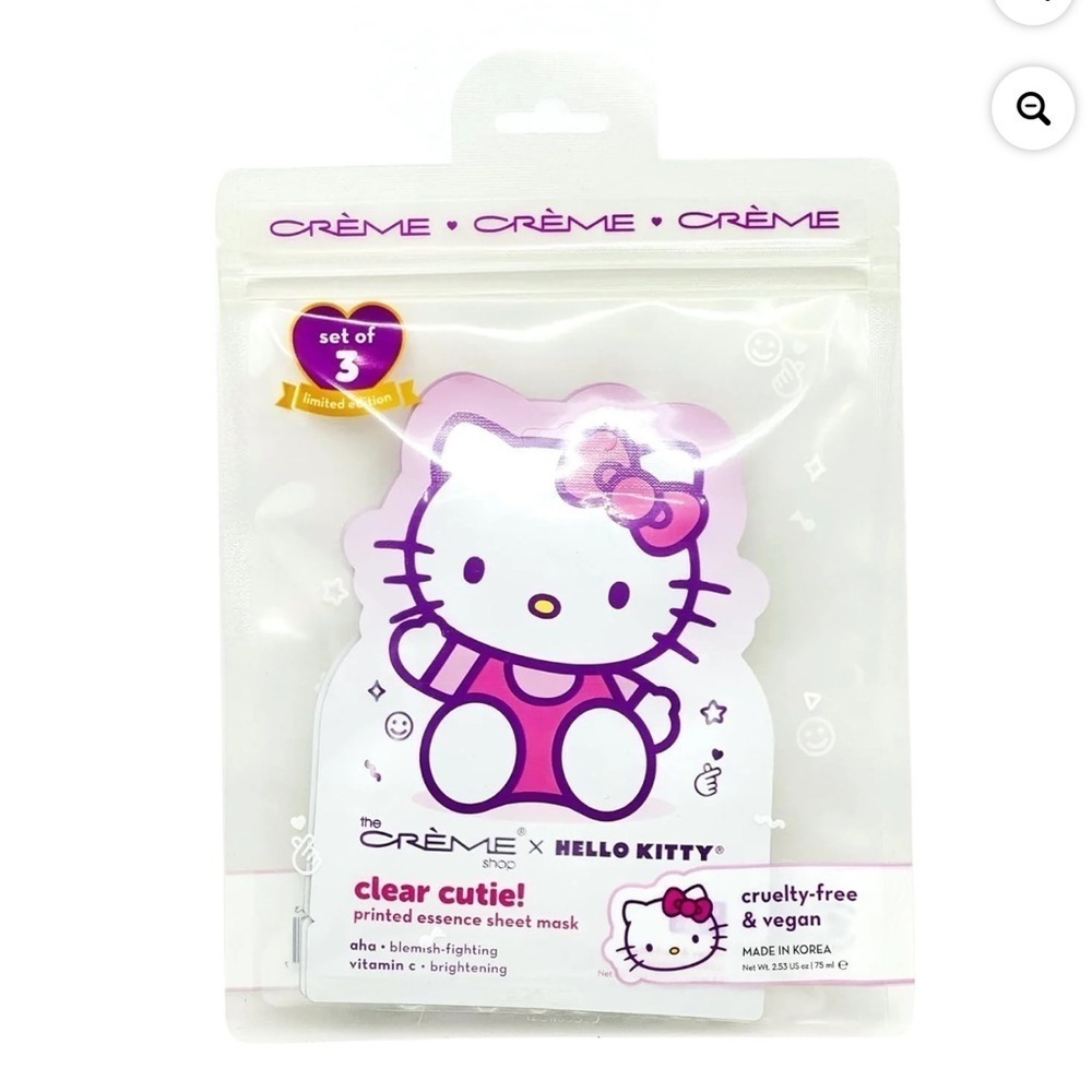 NIB Hello Kitty X The Creme Shop Face Mask - Package of 3 masks AHA & Vitamin C